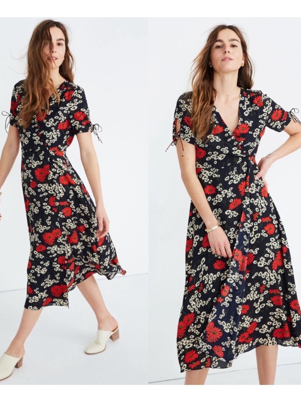 LIKE NEW Madewell Hillside Daisy Floral Faux-Wrap Midi Dress